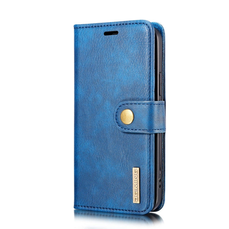 For iPhone 12/12 Pro DG.MING Crazy Horse Texture Detachable Magnetic Leather Case(Blue) - iPhone 12 / 12 Pro Cases by DG.MING | Online Shopping UK | buy2fix