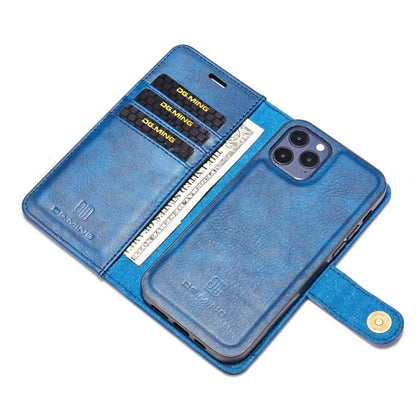 For iPhone 12/12 Pro DG.MING Crazy Horse Texture Detachable Magnetic Leather Case(Blue) - iPhone 12 / 12 Pro Cases by DG.MING | Online Shopping UK | buy2fix