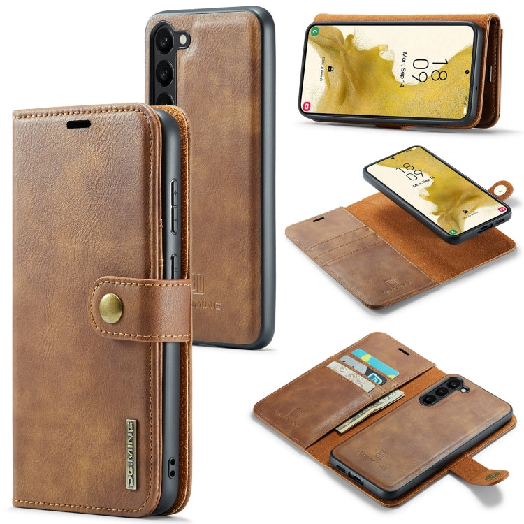For Samsung Galaxy S23+ 5G DG.MING Crazy Horse Texture Detachable Magnetic Leather Case(Brown) by DG.MING