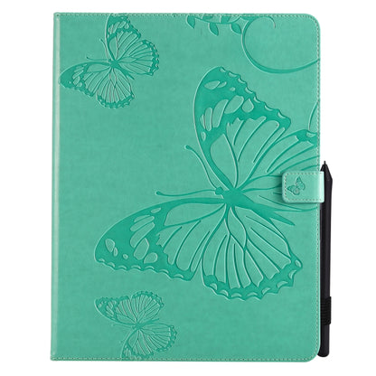 For iPad Pro 12.9 (2020) Pressed Printing Butterfly Pattern Horizontal Flip Leather Tablet Case with Holder & Card Slots & Wallet(Green) - iPad Pro 12.9 (2020) Cases by buy2fix | Online Shopping UK | buy2fix