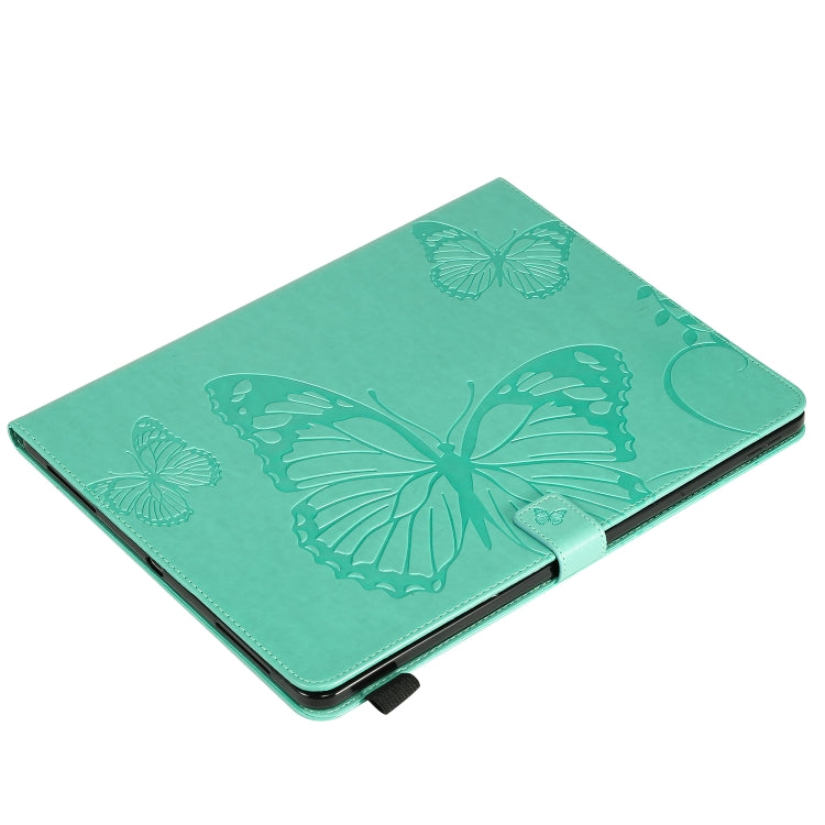 For iPad Pro 12.9 (2020) Pressed Printing Butterfly Pattern Horizontal Flip Leather Tablet Case with Holder & Card Slots & Wallet(Green) - iPad Pro 12.9 (2020) Cases by buy2fix | Online Shopping UK | buy2fix