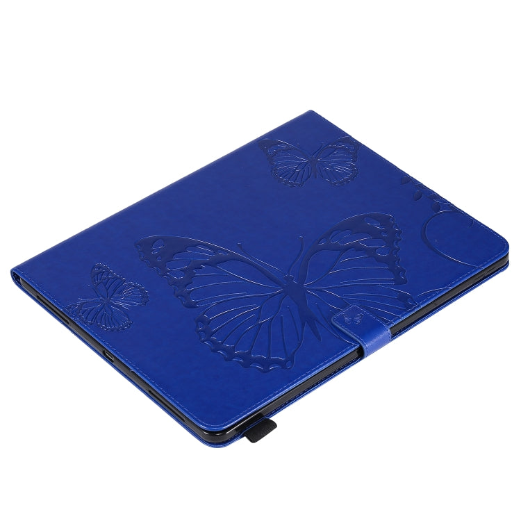 For iPad Pro 12.9 (2020) Pressed Printing Butterfly Pattern Horizontal Flip Leather Tablet Case with Holder & Card Slots & Wallet(Blue) - iPad Pro 12.9 (2020) Cases by buy2fix | Online Shopping UK | buy2fix