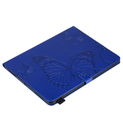 For iPad Pro 12.9 (2020) Pressed Printing Butterfly Pattern Horizontal Flip Leather Tablet Case with Holder & Card Slots & Wallet(Blue) - iPad Pro 12.9 (2020) Cases by buy2fix | Online Shopping UK | buy2fix