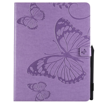 For iPad Pro 12.9 (2020) Pressed Printing Butterfly Pattern Horizontal Flip Leather Tablet Case with Holder & Card Slots & Wallet(Purple) - iPad Pro 12.9 (2020) Cases by buy2fix | Online Shopping UK | buy2fix