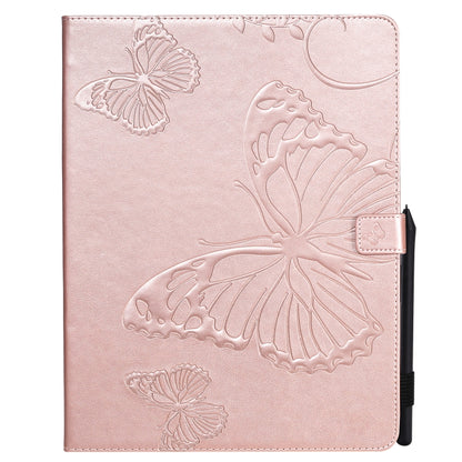 For iPad Pro 12.9 (2020) Pressed Printing Butterfly Pattern Horizontal Flip Leather Tablet Case with Holder & Card Slots & Wallet(Rose Gold) - iPad Pro 12.9 (2020) Cases by buy2fix | Online Shopping UK | buy2fix
