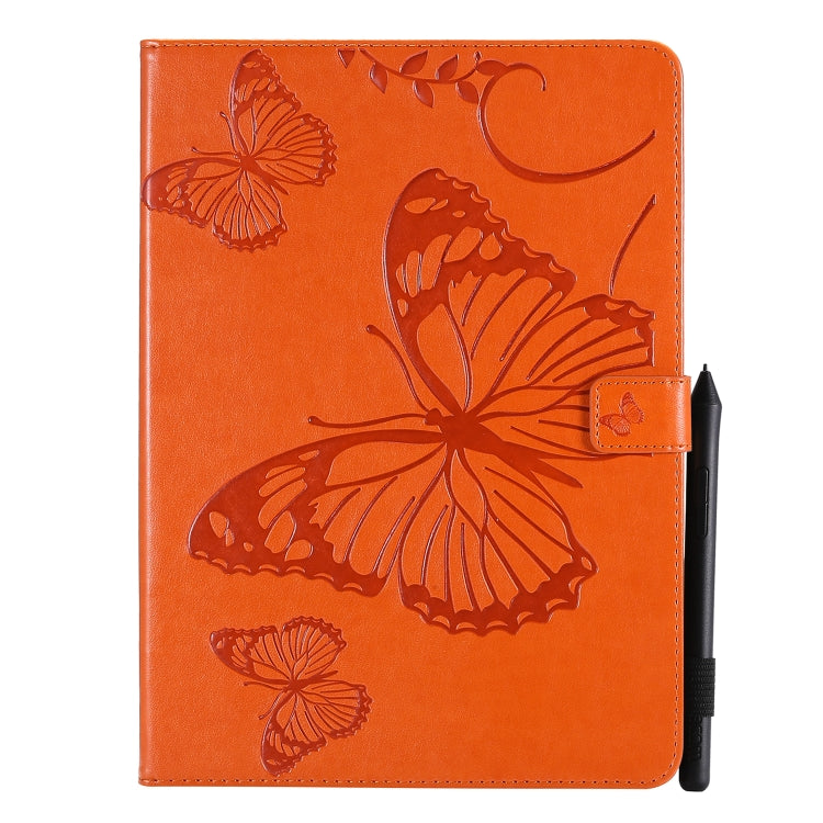 For iPad Pro 11 (2020) Pressed Printing Butterfly Pattern Horizontal Flip Leather Tablet Case with Holder & Card Slots & Wallet(Orange) - iPad Pro 11 (2020) Cases by buy2fix | Online Shopping UK | buy2fix
