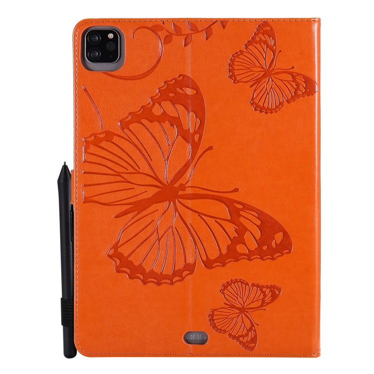 For iPad Pro 11 (2020) Pressed Printing Butterfly Pattern Horizontal Flip Leather Tablet Case with Holder & Card Slots & Wallet(Orange) - iPad Pro 11 (2020) Cases by buy2fix | Online Shopping UK | buy2fix
