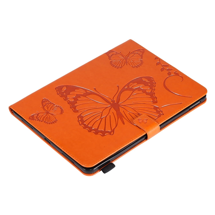For iPad Pro 11 (2020) Pressed Printing Butterfly Pattern Horizontal Flip Leather Tablet Case with Holder & Card Slots & Wallet(Orange) - iPad Pro 11 (2020) Cases by buy2fix | Online Shopping UK | buy2fix