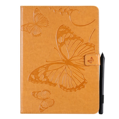 For iPad Pro 11 (2020) Pressed Printing Butterfly Pattern Horizontal Flip Leather Tablet Case with Holder & Card Slots & Wallet(Yellow) - iPad Pro 11 (2020) Cases by buy2fix | Online Shopping UK | buy2fix