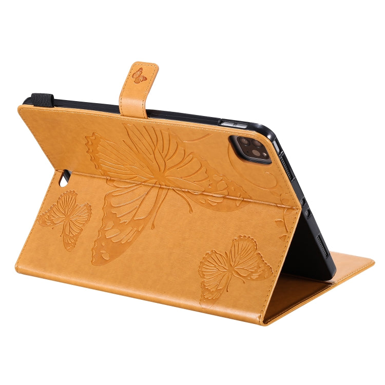 For iPad Pro 11 (2020) Pressed Printing Butterfly Pattern Horizontal Flip Leather Tablet Case with Holder & Card Slots & Wallet(Yellow) - iPad Pro 11 (2020) Cases by buy2fix | Online Shopping UK | buy2fix
