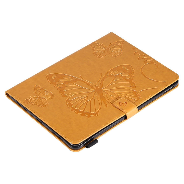 For iPad Pro 11 (2020) Pressed Printing Butterfly Pattern Horizontal Flip Leather Tablet Case with Holder & Card Slots & Wallet(Yellow) - iPad Pro 11 (2020) Cases by buy2fix | Online Shopping UK | buy2fix