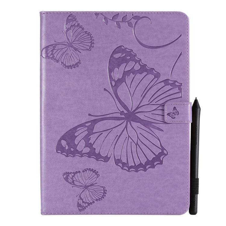 For iPad Pro 11 (2020) Pressed Printing Butterfly Pattern Horizontal Flip Leather Tablet Case with Holder & Card Slots & Wallet(Purple) - iPad Pro 11 (2020) Cases by buy2fix | Online Shopping UK | buy2fix