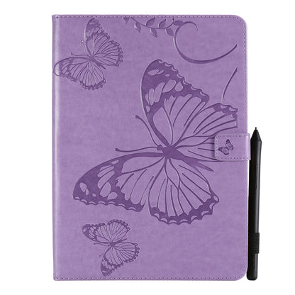 For iPad Pro 11 (2020) Pressed Printing Butterfly Pattern Horizontal Flip Leather Tablet Case with Holder & Card Slots & Wallet(Purple) - iPad Pro 11 (2020) Cases by buy2fix | Online Shopping UK | buy2fix