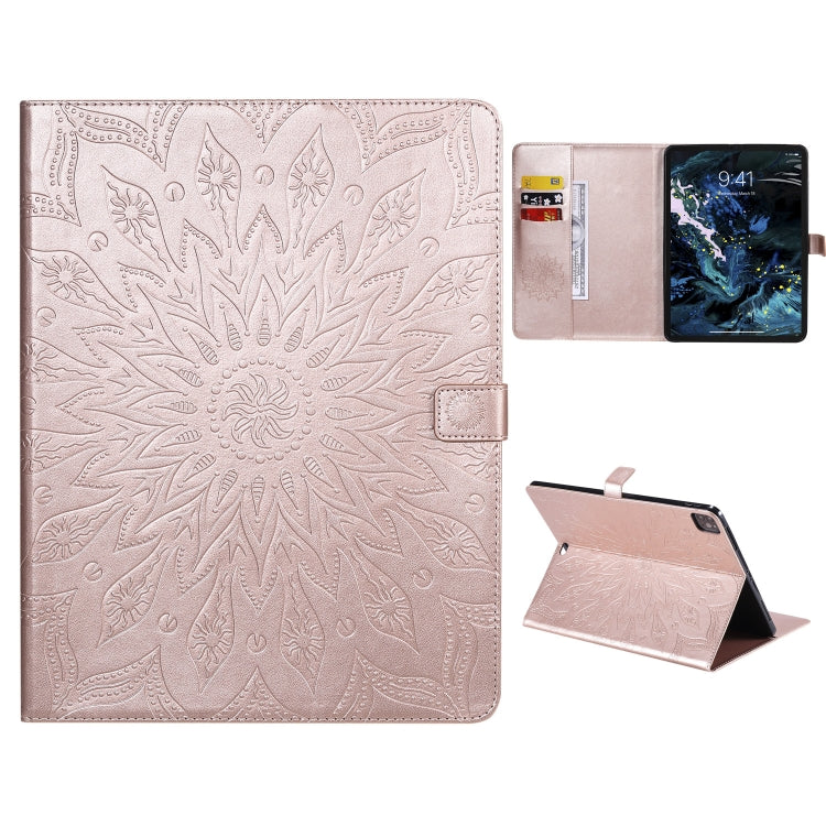 For iPad Pro 11 (2020) Pressed Printing Butterfly Pattern Horizontal Flip Leather Tablet Case with Holder & Card Slots & Wallet(Rose Gold) - iPad Pro 11 (2020) Cases by buy2fix | Online Shopping UK | buy2fix