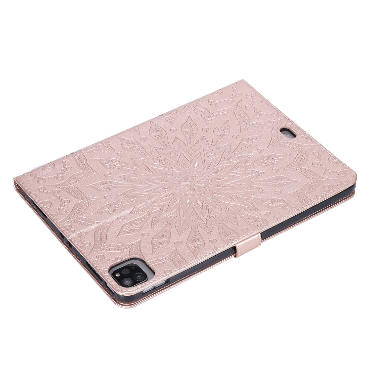 For iPad Pro 11 (2020) Pressed Printing Butterfly Pattern Horizontal Flip Leather Tablet Case with Holder & Card Slots & Wallet(Rose Gold) - iPad Pro 11 (2020) Cases by buy2fix | Online Shopping UK | buy2fix