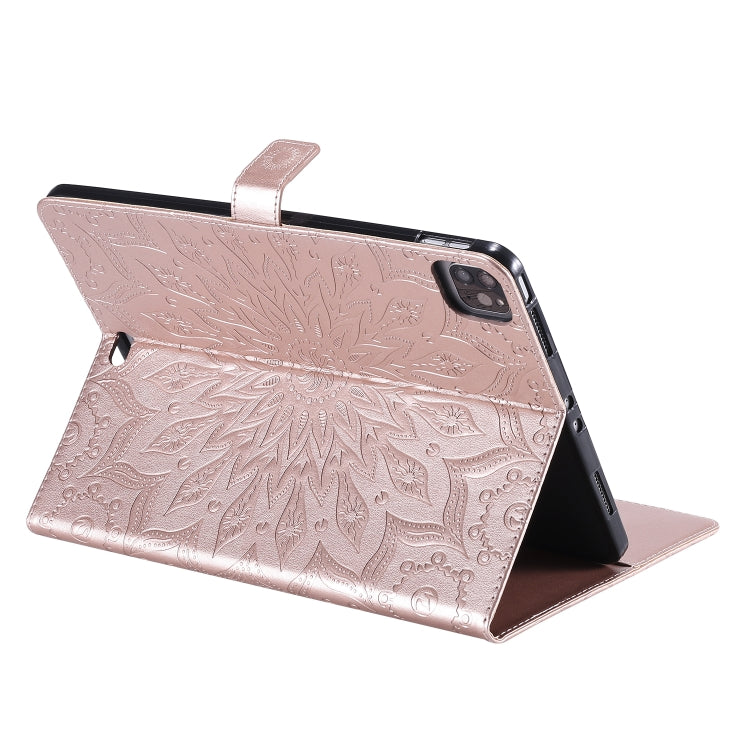 For iPad Pro 11 (2020) Pressed Printing Butterfly Pattern Horizontal Flip Leather Tablet Case with Holder & Card Slots & Wallet(Rose Gold) - iPad Pro 11 (2020) Cases by buy2fix | Online Shopping UK | buy2fix