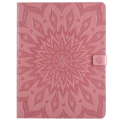 For iPad Pro 12.9 (2020)  & Pro 12.9 (2018) Pressed Printing Sunflower Pattern Horizontal Flip PU Leather Tablet Case with Holder & Card Slots & Wallet(Pink) - iPad Pro 12.9 (2020) Cases by buy2fix | Online Shopping UK | buy2fix