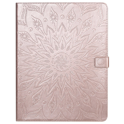 For iPad Pro 12.9 (2020) & Pro 12.9 (2018) Pressed Printing Sunflower Pattern Horizontal Flip PU Leather Tablet Case with Holder & Card Slots & Wallet(Rose Gold) - iPad Pro 12.9 (2020) Cases by buy2fix | Online Shopping UK | buy2fix