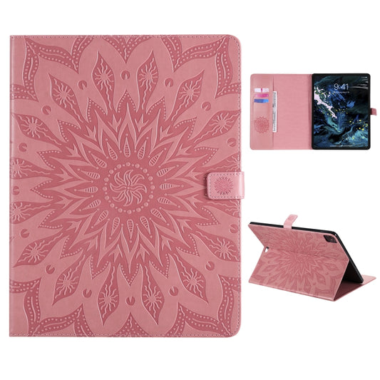 For iPad Pro 11 (2020) Pressed Printing Sunflower Pattern Horizontal Flip PU Leather Tablet Case with Holder & Card Slots & Wallet(Pink) - iPad Pro 11 (2020) Cases by buy2fix | Online Shopping UK | buy2fix