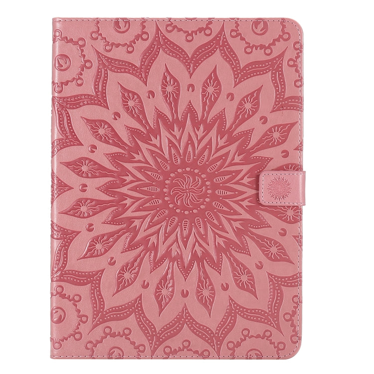 For iPad Pro 11 (2020) Pressed Printing Sunflower Pattern Horizontal Flip PU Leather Tablet Case with Holder & Card Slots & Wallet(Pink) - iPad Pro 11 (2020) Cases by buy2fix | Online Shopping UK | buy2fix