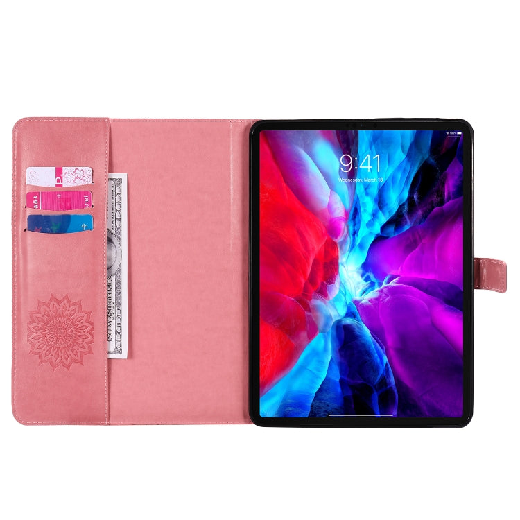 For iPad Pro 11 (2020) Pressed Printing Sunflower Pattern Horizontal Flip PU Leather Tablet Case with Holder & Card Slots & Wallet(Pink) - iPad Pro 11 (2020) Cases by buy2fix | Online Shopping UK | buy2fix