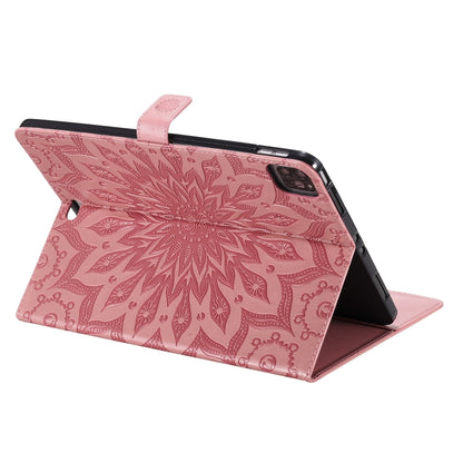 For iPad Pro 11 (2020) Pressed Printing Sunflower Pattern Horizontal Flip PU Leather Tablet Case with Holder & Card Slots & Wallet(Pink) - iPad Pro 11 (2020) Cases by buy2fix | Online Shopping UK | buy2fix