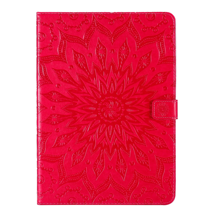 For iPad Pro 11 (2020) Pressed Printing Sunflower Pattern Horizontal Flip PU Leather Tablet Case with Holder & Card Slots & Wallet(Red) - iPad Pro 11 (2020) Cases by buy2fix | Online Shopping UK | buy2fix