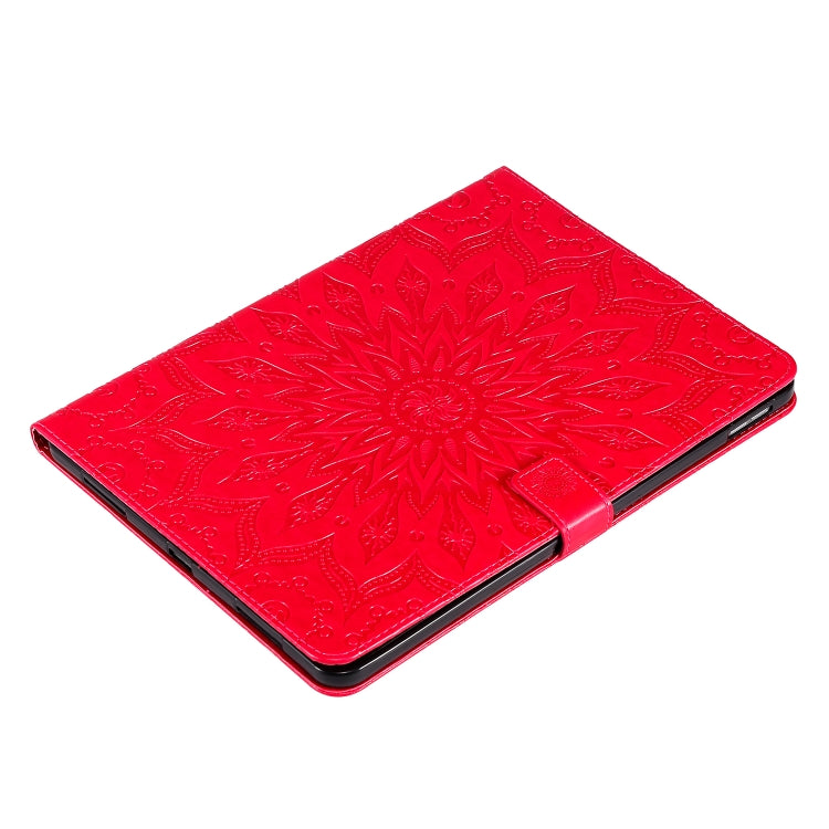 For iPad Pro 11 (2020) Pressed Printing Sunflower Pattern Horizontal Flip PU Leather Tablet Case with Holder & Card Slots & Wallet(Red) - iPad Pro 11 (2020) Cases by buy2fix | Online Shopping UK | buy2fix
