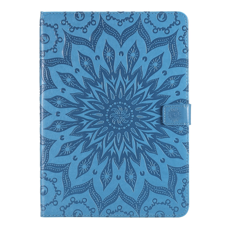 For iPad Pro 11 (2020) Pressed Printing Sunflower Pattern Horizontal Flip PU Leather Tablet Case with Holder & Card Slots & Wallet(Blue) - iPad Pro 11 (2020) Cases by buy2fix | Online Shopping UK | buy2fix