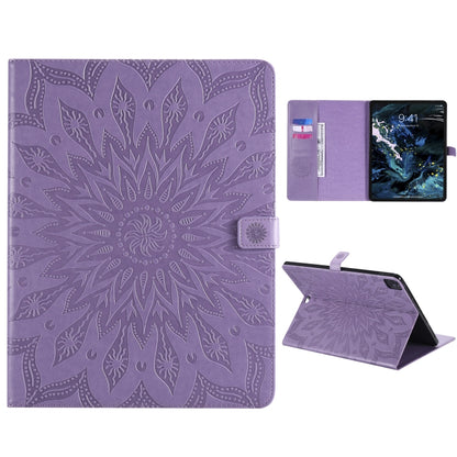 For iPad Pro 11 (2020) Pressed Printing Sunflower Pattern Horizontal Flip PU Leather Tablet Case with Holder & Card Slots & Wallet(Purple) - iPad Pro 11 (2020) Cases by buy2fix | Online Shopping UK | buy2fix