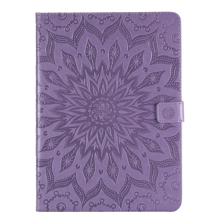 For iPad Pro 11 (2020) Pressed Printing Sunflower Pattern Horizontal Flip PU Leather Tablet Case with Holder & Card Slots & Wallet(Purple) - iPad Pro 11 (2020) Cases by buy2fix | Online Shopping UK | buy2fix