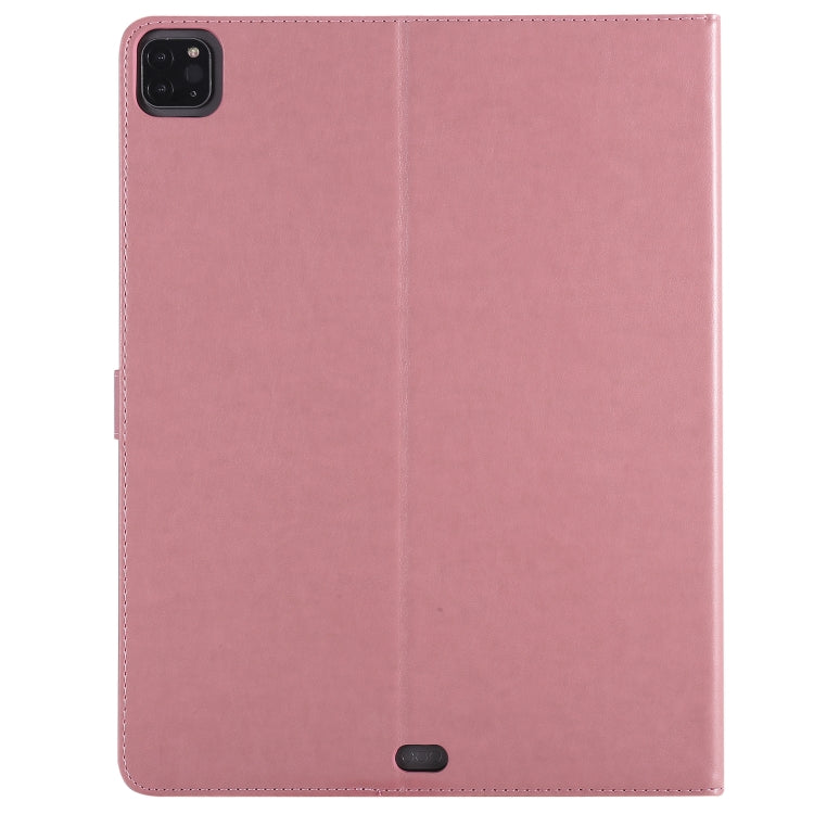 For iPad Pro 12.9 (2020) Pressed Printing Cat and Tree Pattern Horizontal Flip Leather Tablet Case with Holder & Card Slots & Wallet(Pink) - iPad Pro 12.9 (2020) Cases by buy2fix | Online Shopping UK | buy2fix