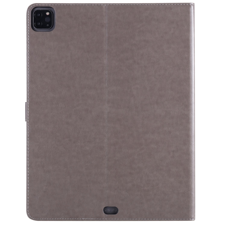 For iPad Pro 12.9 (2020) Pressed Printing Cat and Tree Pattern Horizontal Flip Leather Tablet Case with Holder & Card Slots & Wallet(Grey) - iPad Pro 12.9 (2020) Cases by buy2fix | Online Shopping UK | buy2fix