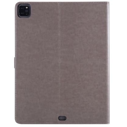 For iPad Pro 12.9 (2020) Pressed Printing Cat and Tree Pattern Horizontal Flip Leather Tablet Case with Holder & Card Slots & Wallet(Grey) - iPad Pro 12.9 (2020) Cases by buy2fix | Online Shopping UK | buy2fix