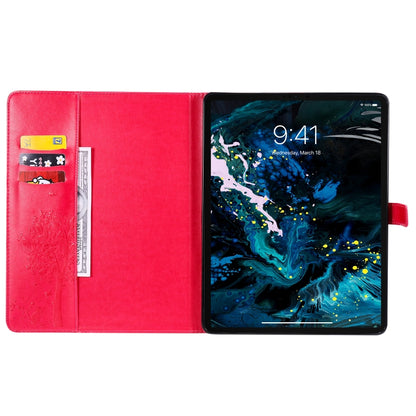 For iPad Pro 12.9 (2020) Pressed Printing Cat and Tree Pattern Horizontal Flip Leather Tablet Case with Holder & Card Slots & Wallet(Red) - iPad Pro 12.9 (2020) Cases by buy2fix | Online Shopping UK | buy2fix