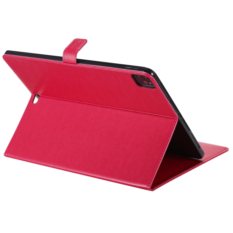 For iPad Pro 12.9 (2020) Pressed Printing Cat and Tree Pattern Horizontal Flip Leather Tablet Case with Holder & Card Slots & Wallet(Red) - iPad Pro 12.9 (2020) Cases by buy2fix | Online Shopping UK | buy2fix