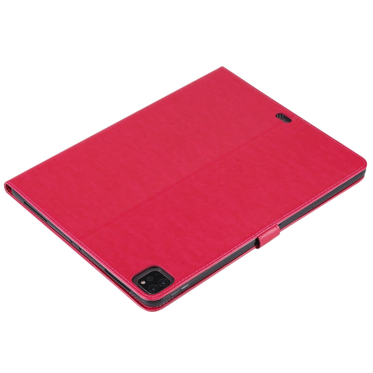 For iPad Pro 12.9 (2020) Pressed Printing Cat and Tree Pattern Horizontal Flip Leather Tablet Case with Holder & Card Slots & Wallet(Red) - iPad Pro 12.9 (2020) Cases by buy2fix | Online Shopping UK | buy2fix