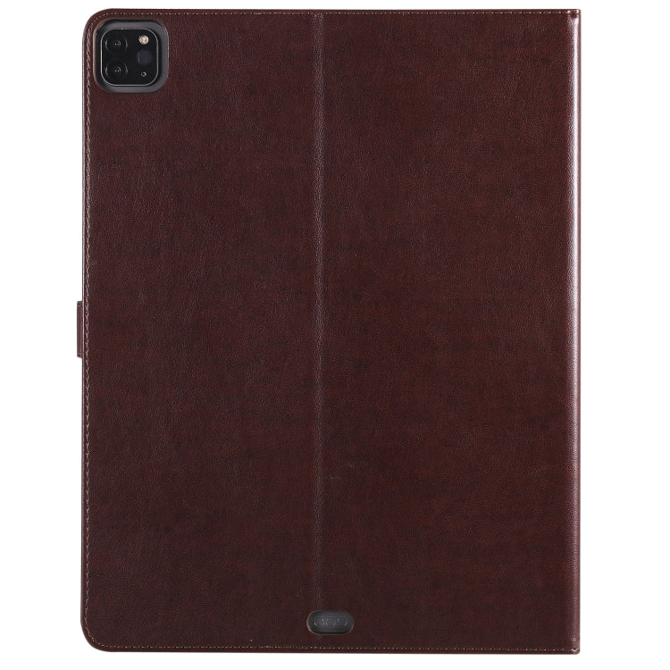 For iPad Pro 12.9 (2020) Pressed Printing Cat and Tree Pattern Horizontal Flip Leather Tablet Case with Holder & Card Slots & Wallet(Coffee) - iPad Pro 12.9 (2020) Cases by buy2fix | Online Shopping UK | buy2fix