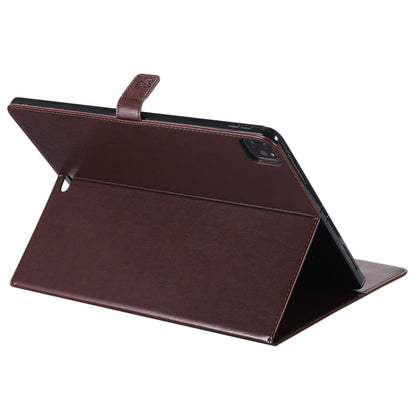 For iPad Pro 12.9 (2020) Pressed Printing Cat and Tree Pattern Horizontal Flip Leather Tablet Case with Holder & Card Slots & Wallet(Coffee) - iPad Pro 12.9 (2020) Cases by buy2fix | Online Shopping UK | buy2fix