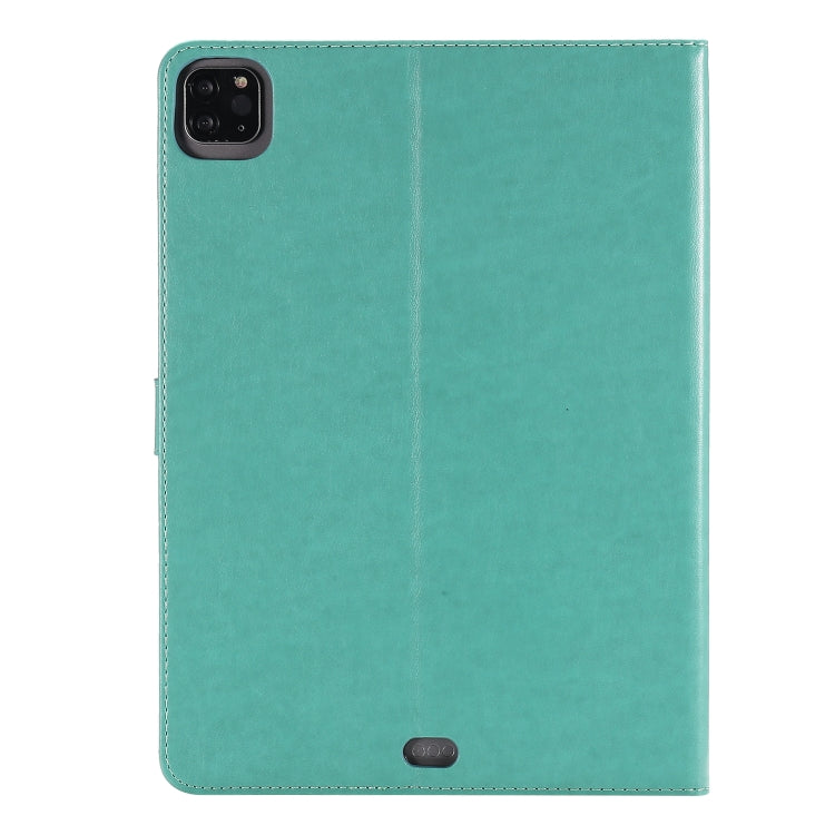 For iPad Pro 11 (2020) Pressed Printing Cat and Tree Pattern Horizontal Flip Leather Tablet Case with Holder & Card Slots & Wallet(Green) - iPad Pro 11 (2020) Cases by buy2fix | Online Shopping UK | buy2fix