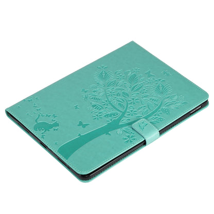 For iPad Pro 11 (2020) Pressed Printing Cat and Tree Pattern Horizontal Flip Leather Tablet Case with Holder & Card Slots & Wallet(Green) - iPad Pro 11 (2020) Cases by buy2fix | Online Shopping UK | buy2fix