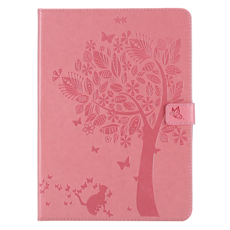 For iPad Pro 11 (2020) Pressed Printing Cat and Tree Pattern Horizontal Flip Leather Tablet Case with Holder & Card Slots & Wallet(Pink) - iPad Pro 11 (2020) Cases by buy2fix | Online Shopping UK | buy2fix