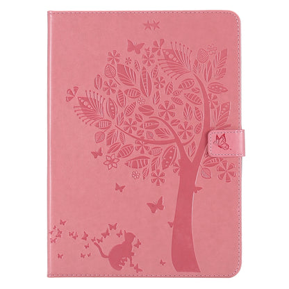 For iPad Pro 11 (2020) Pressed Printing Cat and Tree Pattern Horizontal Flip Leather Tablet Case with Holder & Card Slots & Wallet(Pink) - iPad Pro 11 (2020) Cases by buy2fix | Online Shopping UK | buy2fix