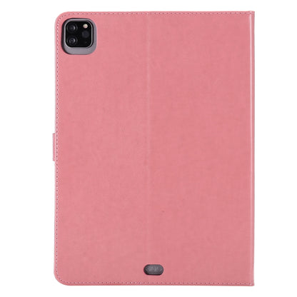 For iPad Pro 11 (2020) Pressed Printing Cat and Tree Pattern Horizontal Flip Leather Tablet Case with Holder & Card Slots & Wallet(Pink) - iPad Pro 11 (2020) Cases by buy2fix | Online Shopping UK | buy2fix