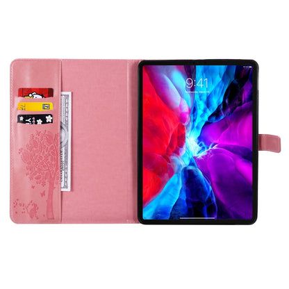 For iPad Pro 11 (2020) Pressed Printing Cat and Tree Pattern Horizontal Flip Leather Tablet Case with Holder & Card Slots & Wallet(Pink) - iPad Pro 11 (2020) Cases by buy2fix | Online Shopping UK | buy2fix