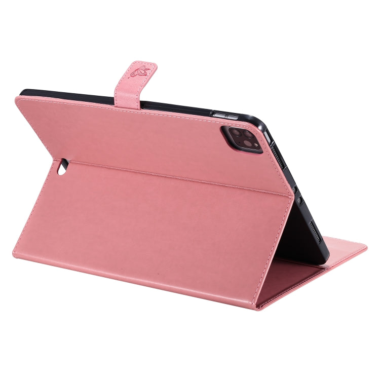 For iPad Pro 11 (2020) Pressed Printing Cat and Tree Pattern Horizontal Flip Leather Tablet Case with Holder & Card Slots & Wallet(Pink) - iPad Pro 11 (2020) Cases by buy2fix | Online Shopping UK | buy2fix