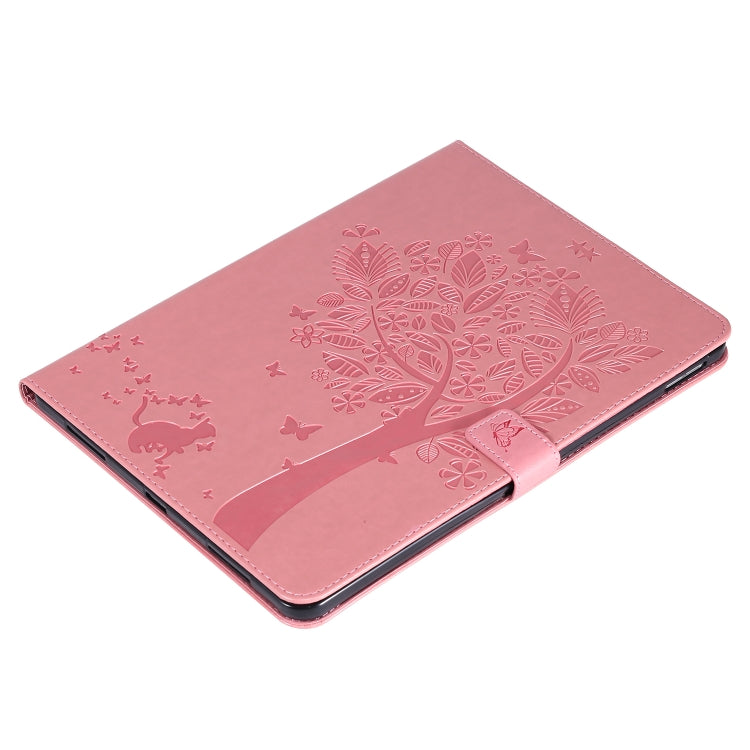 For iPad Pro 11 (2020) Pressed Printing Cat and Tree Pattern Horizontal Flip Leather Tablet Case with Holder & Card Slots & Wallet(Pink) - iPad Pro 11 (2020) Cases by buy2fix | Online Shopping UK | buy2fix