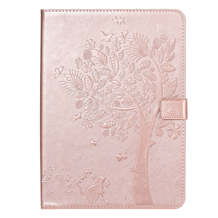 For iPad Pro 11 (2020) Pressed Printing Cat and Tree Pattern Horizontal Flip Leather Tablet Case with Holder & Card Slots & Wallet(Rose Gold) - iPad Pro 11 (2020) Cases by buy2fix | Online Shopping UK | buy2fix