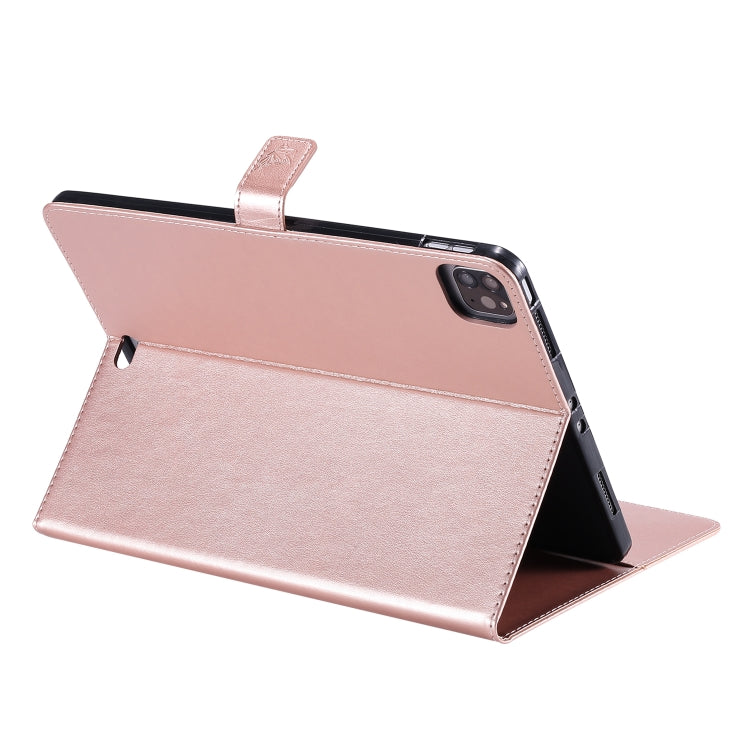 For iPad Pro 11 (2020) Pressed Printing Cat and Tree Pattern Horizontal Flip Leather Tablet Case with Holder & Card Slots & Wallet(Rose Gold) - iPad Pro 11 (2020) Cases by buy2fix | Online Shopping UK | buy2fix