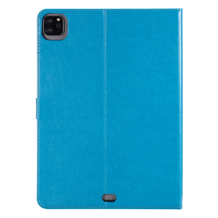 For iPad Pro 11 (2020) Pressed Printing Cat and Tree Pattern Horizontal Flip Leather Tablet Case with Holder & Card Slots & Wallet(Blue) - iPad Pro 11 (2020) Cases by buy2fix | Online Shopping UK | buy2fix